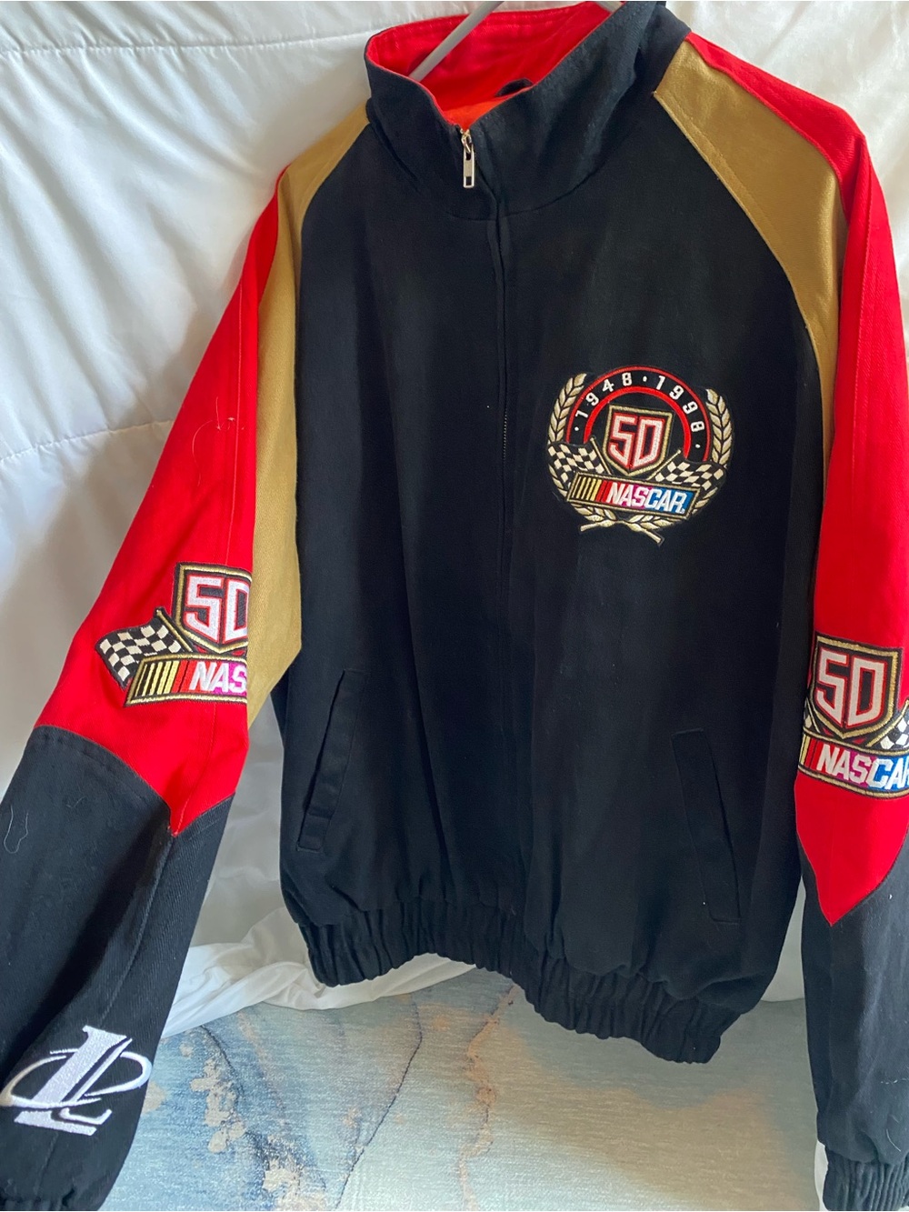 Logo Athletic Kids' Black, Red & Gold Racing Puffer Jacket